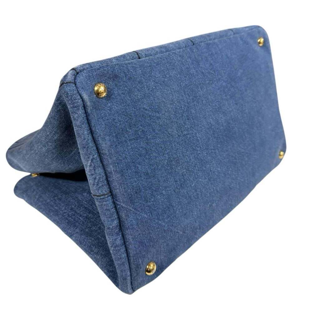 Prada Canapa Tote M Shoulder Bag, Denim 1BG642 Blue, Women's, PRADA 2-way - Picture 6 of 16